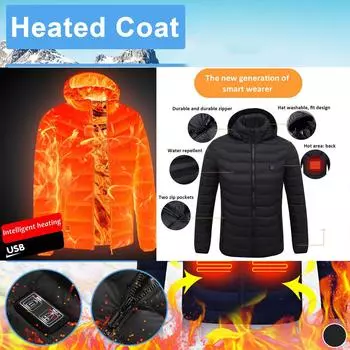 Недавно модернизированный жилет Control 9 с подогревом, постоянная температура, интеллектуальное электрическое согревающее пальто L чёрный