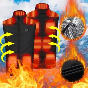 Недавно модернизированный жилет с двойным управлением 11 с подогревом на плечах, интеллектуальный жилет с постоянным подогревом при постоянной температуре M чёрный