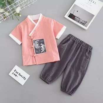 Недельное платье Детский летний костюм в китайском стиле для детей Китайский костюм для мальчиков на неделю Янь Тан для девочек Национальный костюм Ханьфу 90