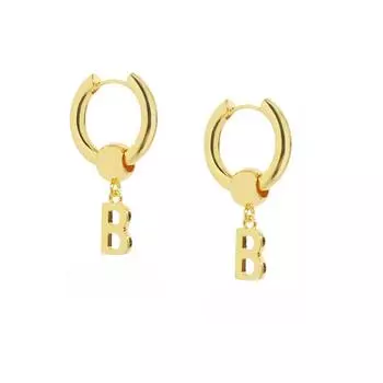 Неделя моды в Париже трендовые металлические текстурные серьги круглые бусины с подвеской в виде буквы B съемные серьги-гвоздики двойного назначения золотой