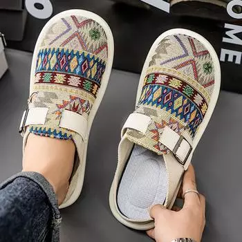 Недорогие летние мужские туфли большого размера 47, модные этнические мужские полутапочки, тапочки, дышащие мужские туфли для рыбалки, повседневные плоские кроссовки 39
