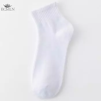 Недорогие мужские носки средней длины на весну и лето, универсальные, черные, белые, серые, однотонные, спортивные, впитывающие пот и дышащие, повседневные спортивные носки 1 pair белый