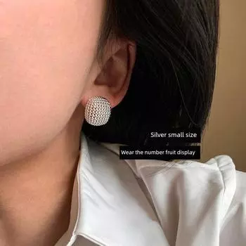 Needle Exaggerated Large Metal Silver Stud Earrings for Women 2025 New Arrival Accessible Luxury Fancy Dignified Generous Style Earrings Eardrops Silver small size