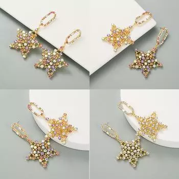 Игольчатые женские модные серьги-гвоздики со звездами, бахрома, серьги-гвоздики, длинная подвеска из стерлингового серебра со стразами 7.5*4.5cm белый