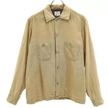 Needles Cat s Eye Buttons Made in Japan Long sleeve Linen shirt M beige Men s Used