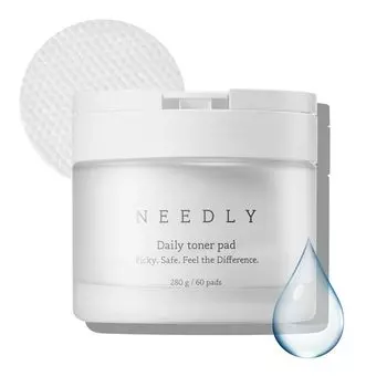 NEEDLY Высокоувлажняющий ежедневный тонер 60 тонер-дисков Отшелушивающая текстура Увлажняющий для плотной корейской косметики Диск, Утро, Диск и уход, и