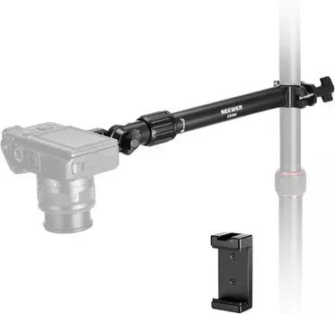 NEEWER Camera Mount Arm 28cm Overhead Photography Folding Auxiliary Holding Arm Camera Desk Mount Tabletop Stand with Phone Clip Free Adjustment