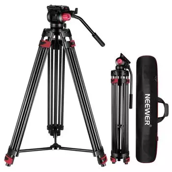 NEEWER Video Tripod 200cm Fluid Head with QR Plate Adjustable Large Camera Tripod Suitable for DSLR Camera Made of Aluminum Alloy Load Capacity 8kg
