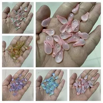 Нефритовые бусины «сделай сам», постепенное изменение цвета, древний стиль, 9x17 мм, мясистые бусины-лепестки, глазурованные бусины-лепестки ручной работы, материал, шпилька, 50 шт., аксессуары