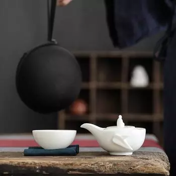 Нефритовый чайник Кунг-фу из керамики с крышкой, дорожный чайный набор для улицы, портативная экспресс-чашка, на заказ 130