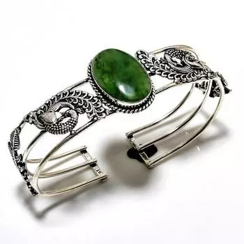 Нефритовый драгоценный камень 925 посеребренный ювелирный браслет ручной работы