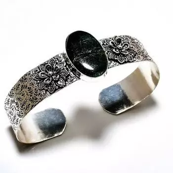 Нефритовый драгоценный камень 925 посеребренный ювелирный браслет ручной работы