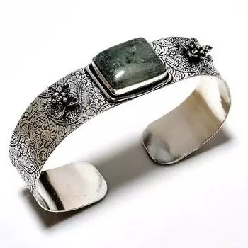 Нефритовый драгоценный камень 925 посеребренный ювелирный браслет ручной работы