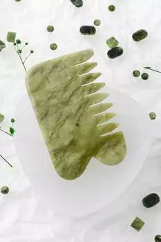 Нефритовый гребень Гуа Ша из натурального камня