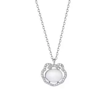 Нефритовый халцедон Ruyi Ping An Lock ожерелье для женщин легкая роскошная нишевая Ins стиль простая ключичная цепочка подарок