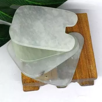 Нефритовый скребковый массажный инструмент, массажер для тела, царапающий камень Гуаша, спа-скребок из нефрита 1 pcs