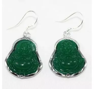 Нефриты в китайском стиле с серьгами Будды