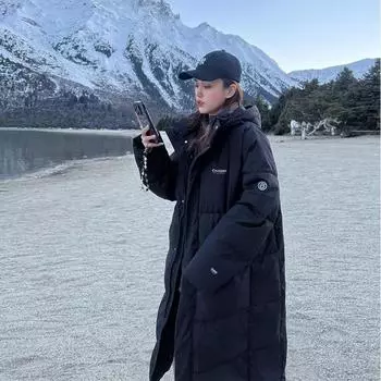 Негабаритное толстое стильное пальто из хлопка, хлопковая куртка для зимней длинной одежды S чёрный