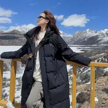 Негабаритное толстое стильное пальто из хлопка, хлопковая куртка для зимней длинной одежды S чёрный