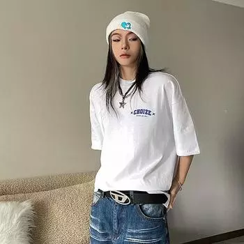 Негабаритные хлопковые футболки с графическим рисунком, женские футболки в стиле Харадзюку в стиле хип-хоп, женские гранж-Y2k, корейская уличная одежда, белые, черные топы S белый