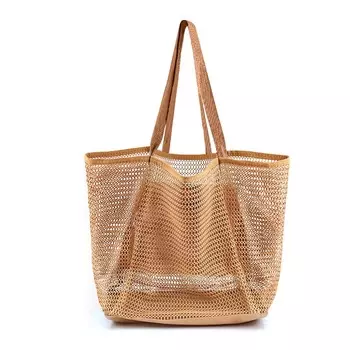 Негабаритные компактные дизайнерские пляжные сумки для женщин. Летняя сетчатая большая сумка с мини-карманом, женская сумка через плечо для путешествий. Пляжные предметы первой необходимости. чёрный