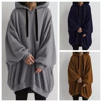 Негабаритные толстовки с капюшоном, женские весенне-осенние толстовки с длинными рукавами, свободная верхняя одежда на молнии с капюшоном S светло-серый