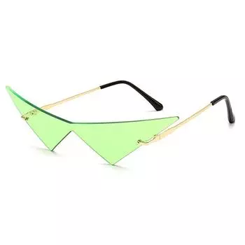 Негабаритные треугольные цельные женские солнцезащитные очки, винтажные прозрачные очки без оправы с океаническими линзами, модные мужские солнцезащитные очки кошачий глаз