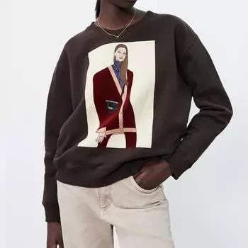 Негабаритные женские флисовые топы с принтом Coffee Charater, свободные пуловеры с длинными рукавами и круглым вырезом, женские толстовки S кофейный