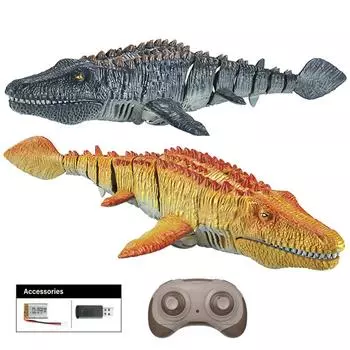 Негабаритный 2,4 г, имитация Mosasaurus, электрическая радиоуправляемая лодка, плавающая вода, распыление, радиоуправление, модель динозавра, игрушка в подарок для детей