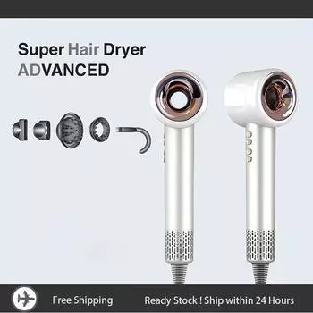 Negative Ionic Blow Dryer with Diffuser, 3 Speed Low Noise 4 Temps Control Hairdryer and 4 Nozzle Attachments for Salon Use us