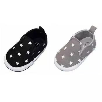 Неглубокая обувь для маленьких девочек и мальчиков, парусиновые кроссовки для младенцев со звездным принтом, с мультяшным рисунком, обувь без шнуровки для новорожденных, обувь для кроватки для первых ходунков L