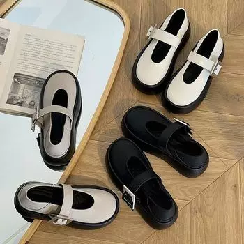 Неглубокие одинарные туфли модные и удобные женские летние туфли на толстой подошве с кексами женские туфли Мэри Джейн 35 серый