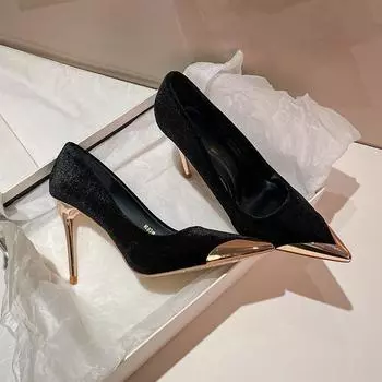 Неглубокие остроносые быстросохнущие милые туфли на высоком каблуке 2025 года, летняя нишевая дизайнерская обувь с нескользящей подошвой, повседневная модная обувь 35