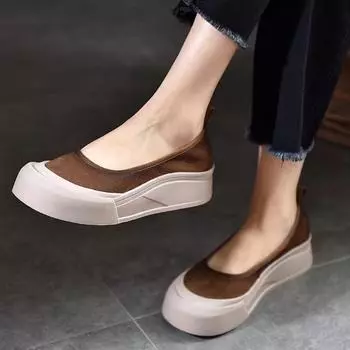 Неглубокие плоские женские туфли на платформе, лоферы, повседневная дизайнерская обувь, осень 2024, сандалии, новый тренд, удобные прогулочные туфли Chaussures Femme 35 жёлтый