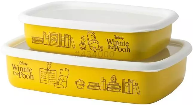 Неглубокий квадратный контейнер Fuji Enamel Disney Winnie the Pooh ML, набор из 2 предметов DYQ-2SF.P