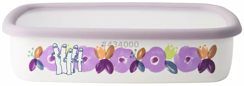 Неглубокий квадратный контейнер Fuji Enamel Moomin Flower Garden L MTH-L лавандовый