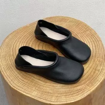 Неглубокий носок, два надевать одиночные туфли женские весна 2024 новые ретро туфли Mori маленькие кожаные 35 чёрный