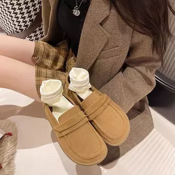 Неглубокое горло с плоским дном и круглым носком женские ретро матовые кожаные туфли Doudou 2024 новые повседневные модные туфли с мягкой подошвой 35