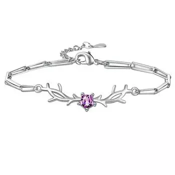 NEHZY 925 Sterling Silver New Women s Fashion Jewelry High Quality Crystal Zircon Antlers Simple Retro Bracelet Length 17+3CM