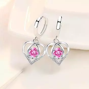 NEHZY 925 стерлингового серебра новые женские модные ювелирные изделия высокого качества серьги с синим розовым кристаллом циркония в форме сердца серьги