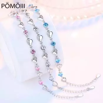 NEHZY 925 стерлингового серебра новый ювелирный браслет высокого качества ретро простой цветной в форме сердца кубический цирконий длина 17 см + 4 см