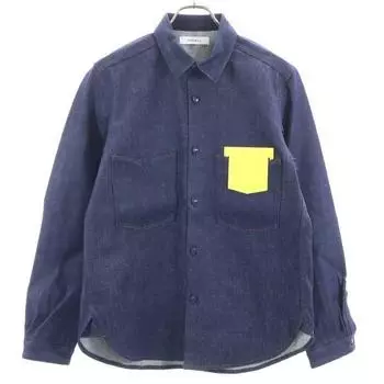 неиспользованная джинсовая рубашка Johnbull с длинным рукавом 38 Синий индиго Рабочая рубашка для глаз Мужская Б/У