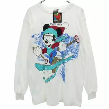 неиспользованная футболка с длинным рукавом SHERRY’S 90-х годов Disney Сделано в США Старый сток Микки Маус Мужская Б/У