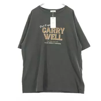 неиспользованная футболка с принтом LOWRYS FARM с коротким рукавом F темно-серый женская б/у