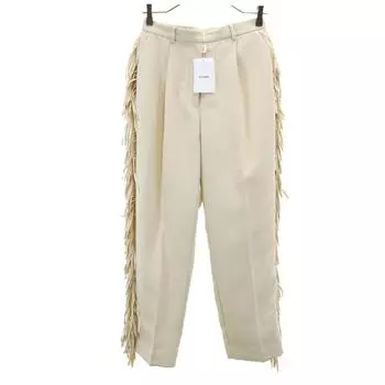 неиспользованные брюки CLANE с боковой бахромой 2 система цвета слоновой кости женские б/у
