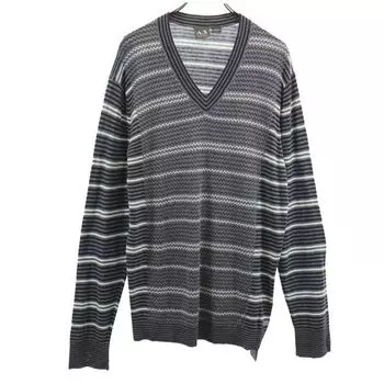 неиспользованный вязаный свитер ARMANI EXCHANGE с узором в полоску, с длинным рукавом и V-образным вырезом, XL, мужской, б/у
