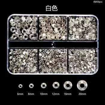 Нейл-арт Алмаз 6 Сетка Стекло Плоское Дно Круглый Алмаз Кристалл Прозрачный Ab Смешанный Цвет Большой И Маленький Смешанный Декор