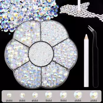 Нейл-арт алмазная плоская подошва смола смешанный цвет Ab сливовый цветок коробка нейл-арт ювелирные изделия наклейка алмазная сделай сам нейл-арт ювелирные изделия