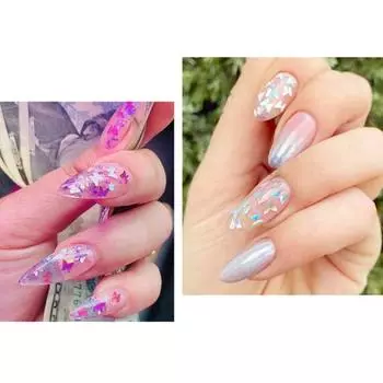 Нейл-арт бабочка звезда сердце круг блестки своими руками блестящие хлопья маникюр декор