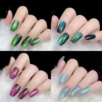 Нейл-арт Ношение ногтей Spar Cat Eye Flash Diamond Nail Patch Ношение ногтей Handmade Nail Art Поддельные ногти